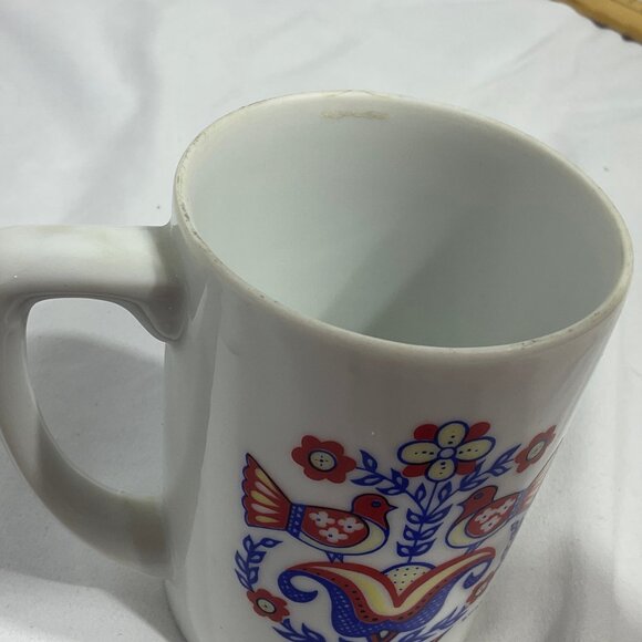 Vintage Berggren Swedish Folk Art Mug Birds & Tulips 3/$17 - Picture 6 of 8
